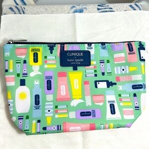 Clinique Kate Spade Makeup Bag Zippered Canvas NWOT